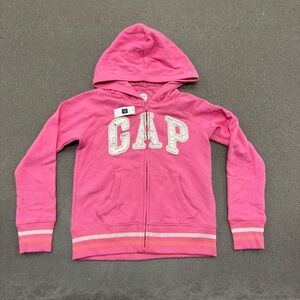GAP Pink Cropped Sweatshirt with Striped Sleeves NWT Size 8